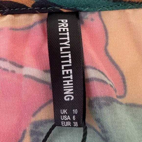 Pretty Little Thing Orange Big Leaf Tie Front Wide Leg Beach 2-Pc Set Sz10 NWT - Picture 7 of 14